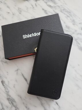 Shieldon Samsung S22 Black Leather Folio Phone Case